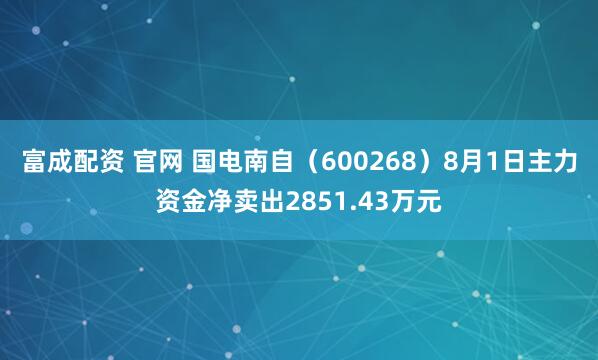 富成配资 官网 国电南自(600268)8月1日主力资金净卖出2851.43万元