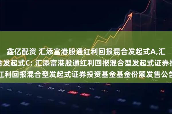 鑫亿配资 汇添富港股通红利回报混合发起式A,汇添富港股通红利回报混合发起式C: 汇添富港股通红利回报混合型发起式证券投资基金基金份额发售公告