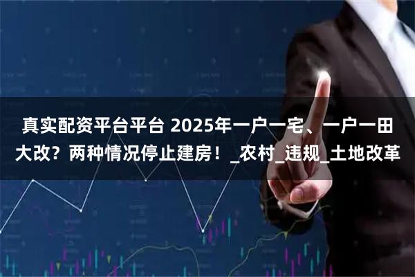 真实配资平台平台 2025年一户一宅、一户一田大改？两种情况停止建房！_农村_违规_土地改革